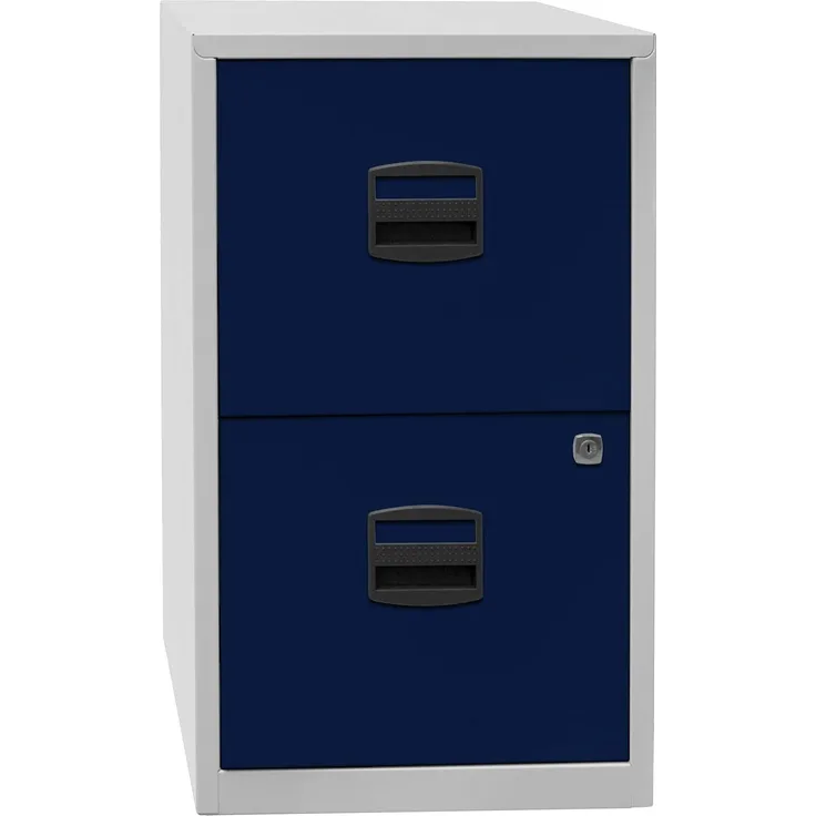 Hängeregistraturschrank PFA, 2 HR-Schubladen, Farbe Korpus lichtgrau, Fronten oxfordblau