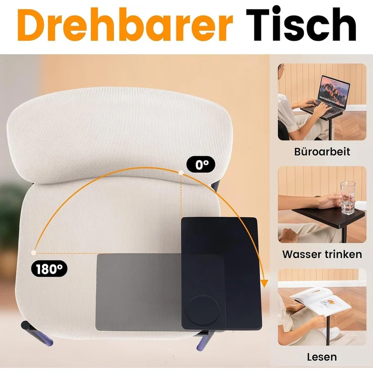 COMHOMA Loungesessel Sessel Relaxsessel Ohrensessel modern, Polsterstuhl mit Metallbeinen, Einzelsofa für Wohnzimmer/Schlafzimmer/Garten, Beige – Bild 8