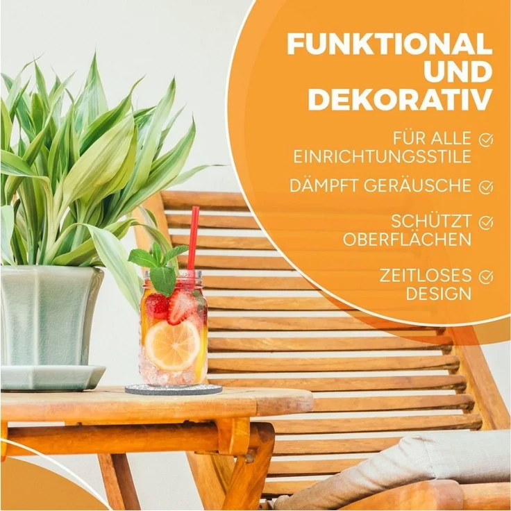 wortek Getränkeuntersetzer Filz-Untersetzer Rund für Gläser 10er Set + Box, Zubehör für Tisch & Gläser, Set, 10-tlg, waschbare Getränke Glasuntersetzer Gläser, Tischuntersetzer Filz 10 cm – Bild 4