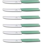 Victorinox 6 Stück Tafelmesser - Tomatenmesser Swiss Modern mit Wellenschliff rostfrei - Swiss Made - mint-green/Grün