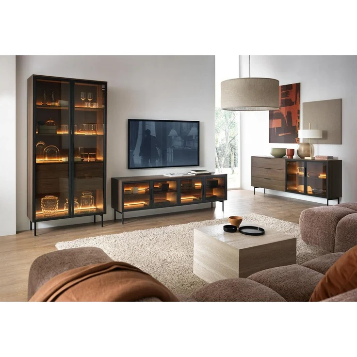 Compleo Kommode mit geriffelte Glasfront, Modern und Elegant MARBELA, Die perfekte Wahl für ein modernes Interieur – Bild 3