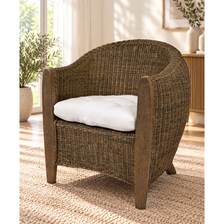 Sedex Bari Rattansessel Palmskin – handgefertigt mit Holzgestell und Sitzpolster – Bild 2