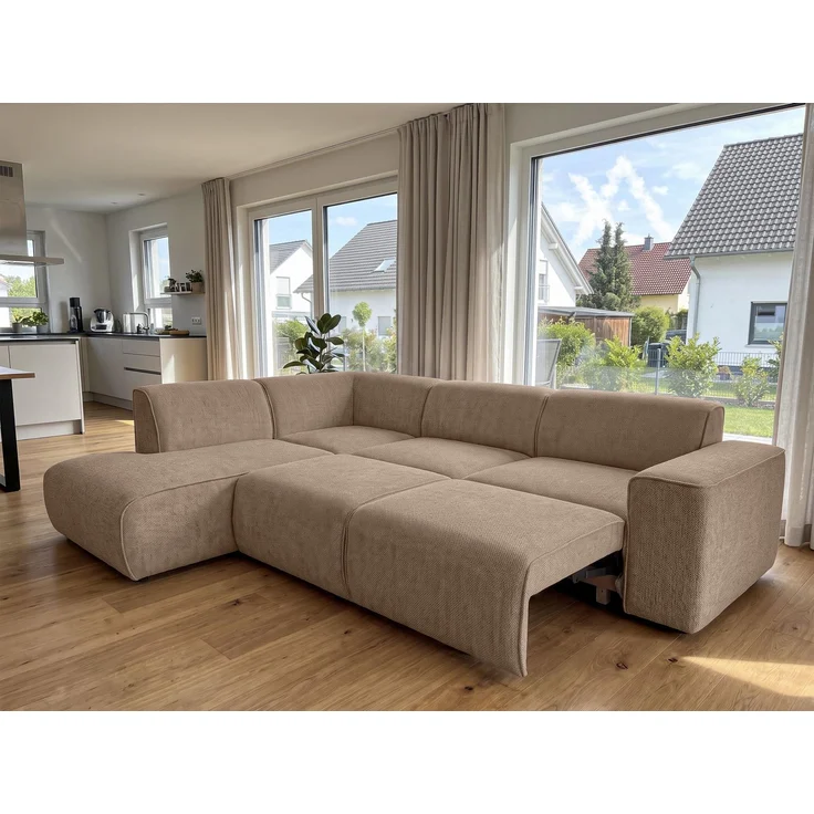 AX LIVING Wohnlandschaft mit Schlaffunktion Ruyam Beige Sofa L – Bild 2