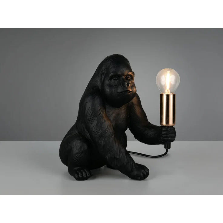 Besondere LED Tischleuchte Affenlampe Gorilla Schwarz, Höhe 23cm – Bild 3