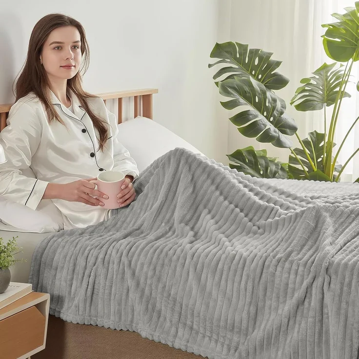 Kuscheldecke Fleecedecke Sofadecke Couchdecke Couch Grau 150x200CM – Bild 2