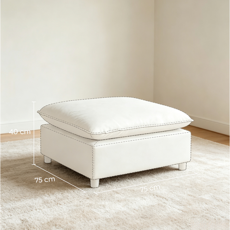 Quadratischer Fußhocker mit Schaumstoffpolsterung, 75x75x40 cm, Grau – Bild 4