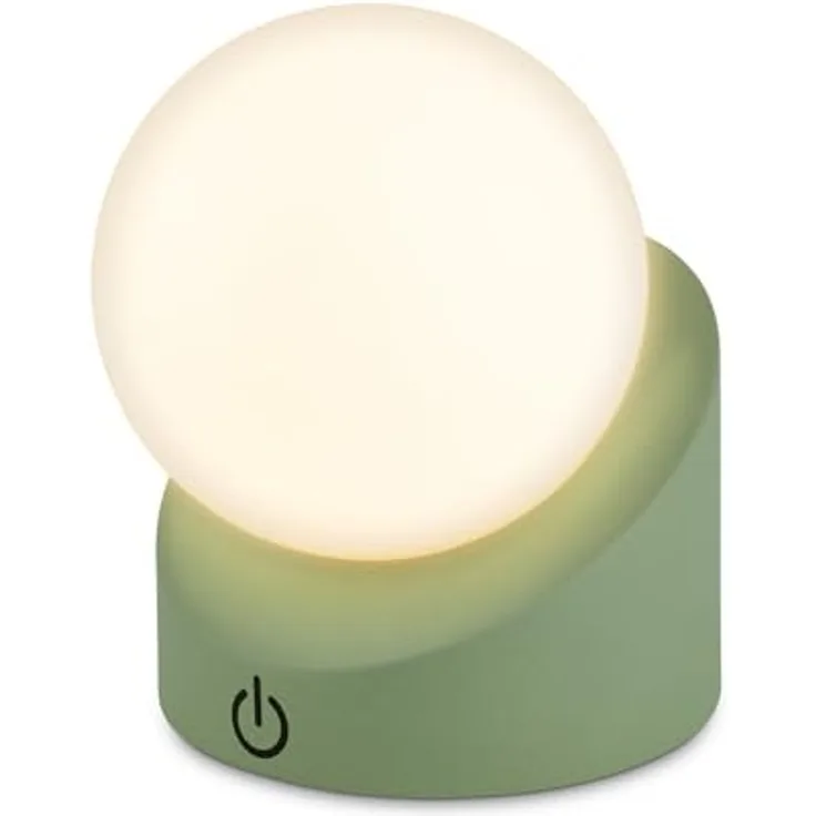 BRILONER - Mini LED Tischlampe kabellos IP54 mit Touch, dimmbar in Stufen, Akku & Lichtquelle tauschbar, Nachttischlampe, Kugel, LED Lampe, Akku Tischleuchte, Outdoor Lampe, 10 x 8 x 9 cm, Grün