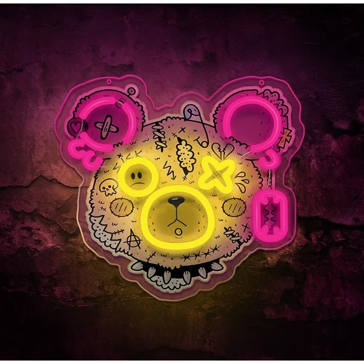 Forever Light LED Neon Art Wandkunst Wanddekoration Dekolicht Punk Teddy Bear – Bild 5