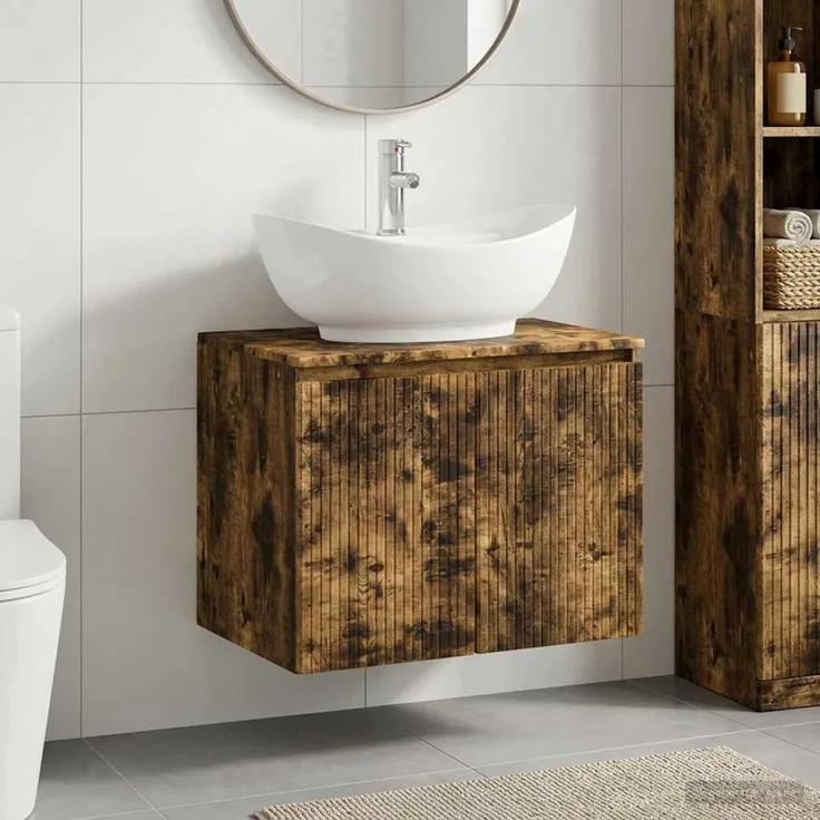 vidaXL Waschbeckenschrank Geräucherte Eiche 62,5 x 44,5 x 80 cm 3404345