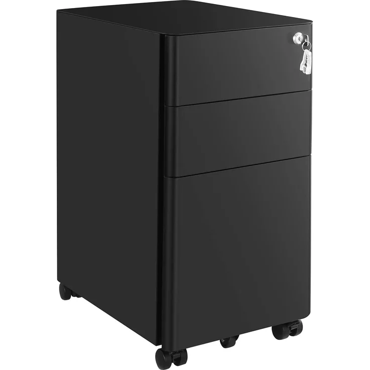 Songmics Rollcontainer abschließbar, Metall Schwarz, 46 x 30 x 59,2 cm – Bild 1