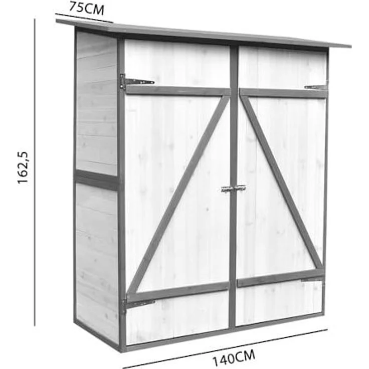 XXL Geräteschuppen Weiß/Grau Gerätehaus Holz Geräteschrank Gartenschrank – Bild 6