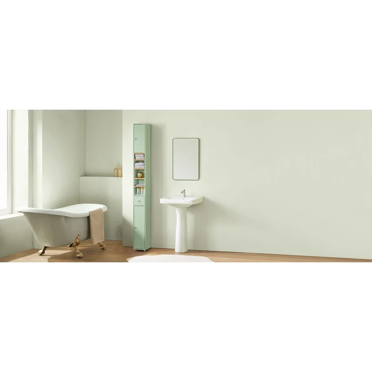 SoBuy BZR34-GR Badezimmer-Hochschrank, MDF, Lackiert, Grün, 20 x 180 x 20 cm – Bild 8