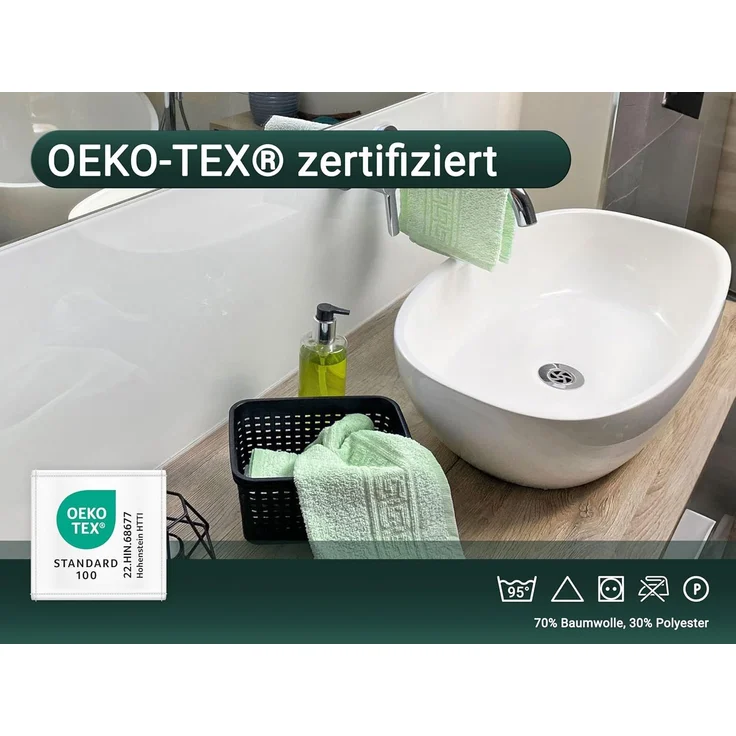 ZOLLNER 10er Set Seiftücher, 70% Baumwolle & 30% Polyester, 30x30 cm, grün – Bild 4