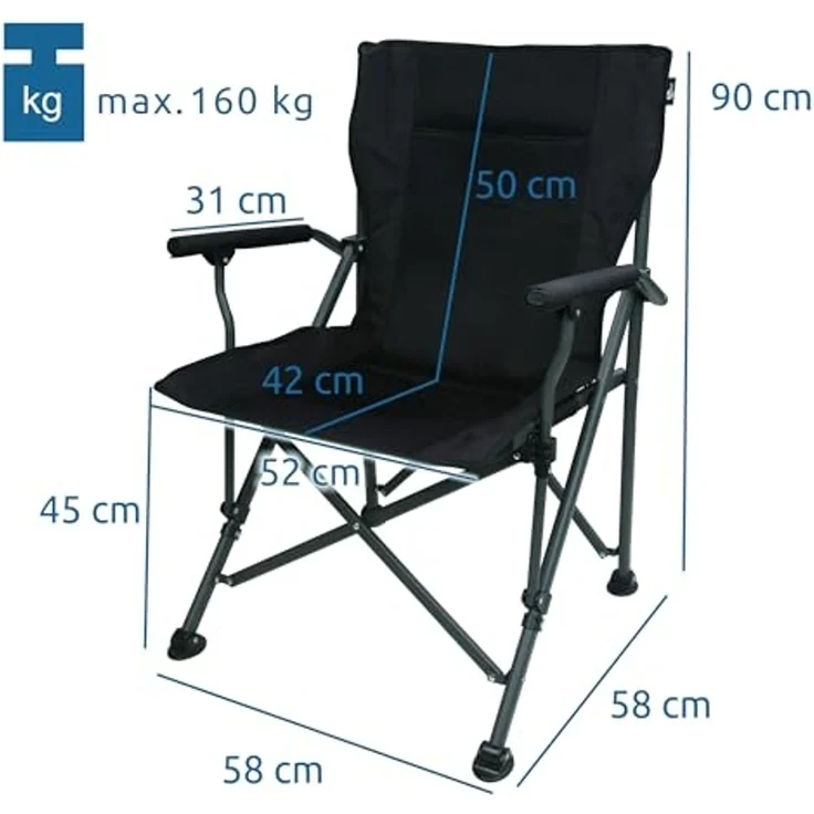 yourGEAR Faltstuhl your GEAR Campingstuhl Pesaro - gepolsterter Faltstuhl 3D Mesh 160kg – Bild 2