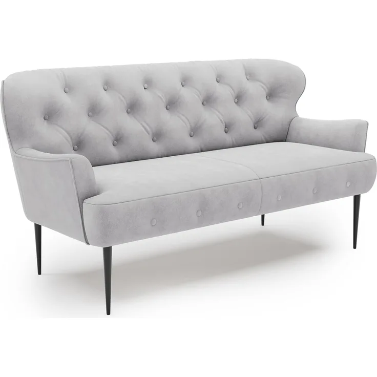 CAVADORE 2,5-Sitzer Küchensofa Amba, Trendige Sitzbank für Küche oder Esszimmer / 173 x 97 x 87 / Flachgewebe: Hellgrau