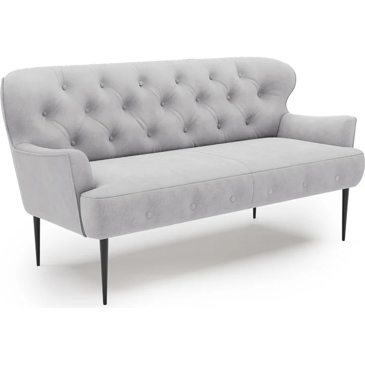 CAVADORE 2,5-Sitzer Küchensofa Amba, Trendige Sitzbank für Küche oder Esszimmer / 173 x 97 x 87 / Flachgewebe: Hellgrau