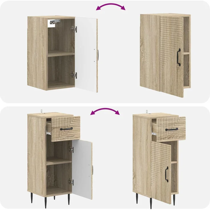 vidaXL 4-teiliges Badezimmer-Schrank-Set HAARLEM Sonoma-Eiche 3417938 – Bild 8