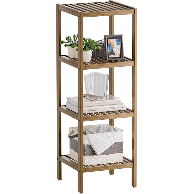 Badezimmerregal Bambusregal 4 Ebenen Organizer 4 Ablagefächer Walnuss – Bild 1