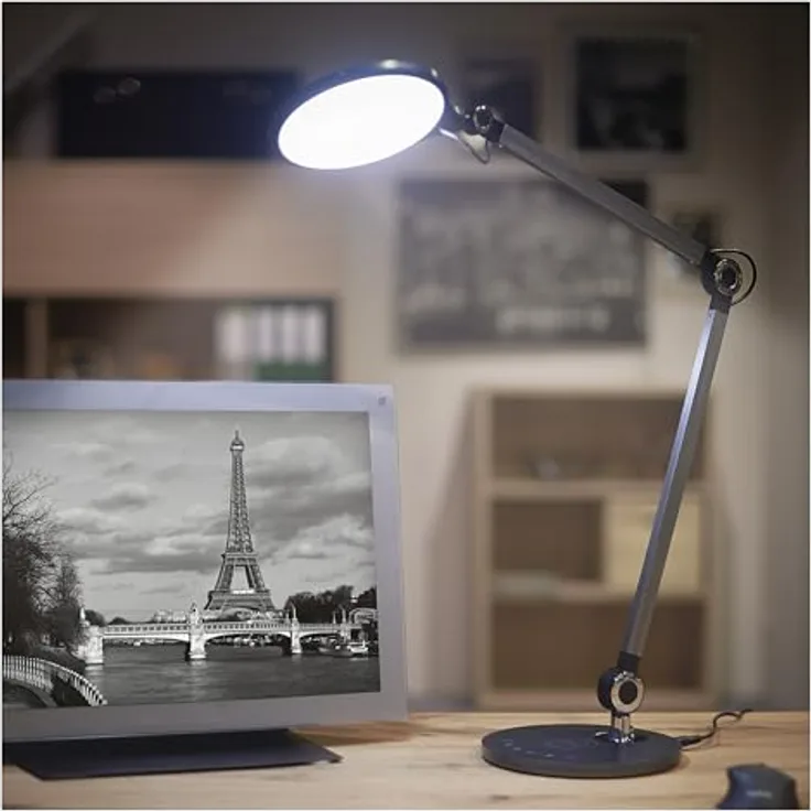 EMOS LED Schreibtischlampe KAREN, schwarz, dimmbar mit wählbaren Farbtemperaturen und 640 lm Lichtstrom
