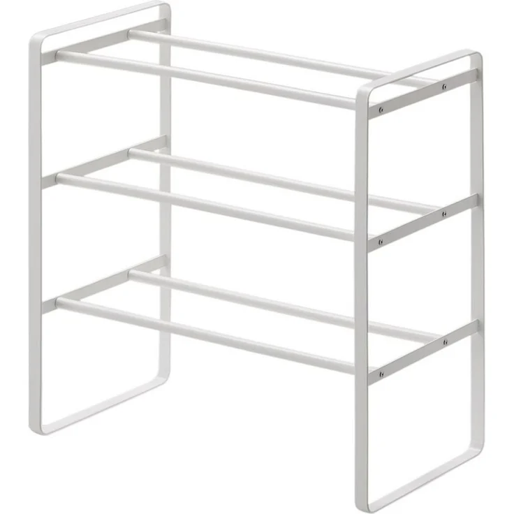 Yamazaki Schuhregal Tower Metall klein minimalistisch ausziehbar stapelbar 3 Ebenen, platzsparend, Schuhständer, Schuhablage, erweiterbar – Bild 2