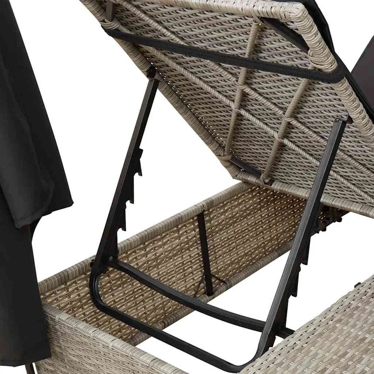 vidaXL Doppelte Sonnenliege Hellgrau Poly-Rattan 3376132 – Bild 9