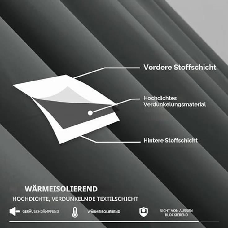 Deconovo Verdunklungsvorhänge mit Kräuselband Blickdicht Gardine Dunkelgrau | 2er Set, H 200 x B 140 cm, Gardinen für Schienensystem, Thermogardine, Schlafzimmer Gardinen, für Wohnzimmer, Sichtschutz – Bild 7