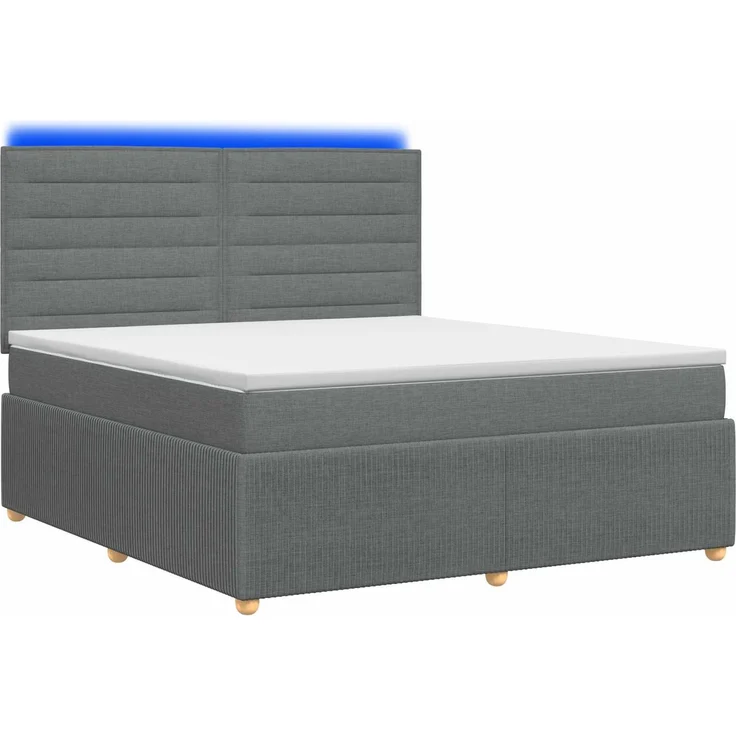 vidaXL LED Boxspringbett mit Matratze Dunkelgrau 180 x 200 cm Stoff 3455910 – Bild 2