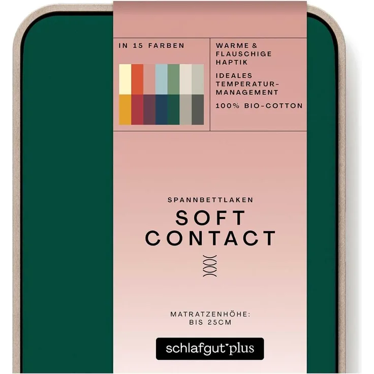 Schlafgut Jersey Spannbetttuch Soft Contact | 120x200 - 130x200 cm | green-deep