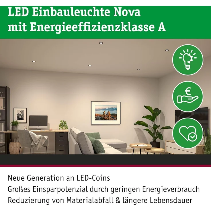 Paulmann 92457 LED Einbauleuchte Nova Coin 3er-Set rund 4000K Schwarz – Bild 3