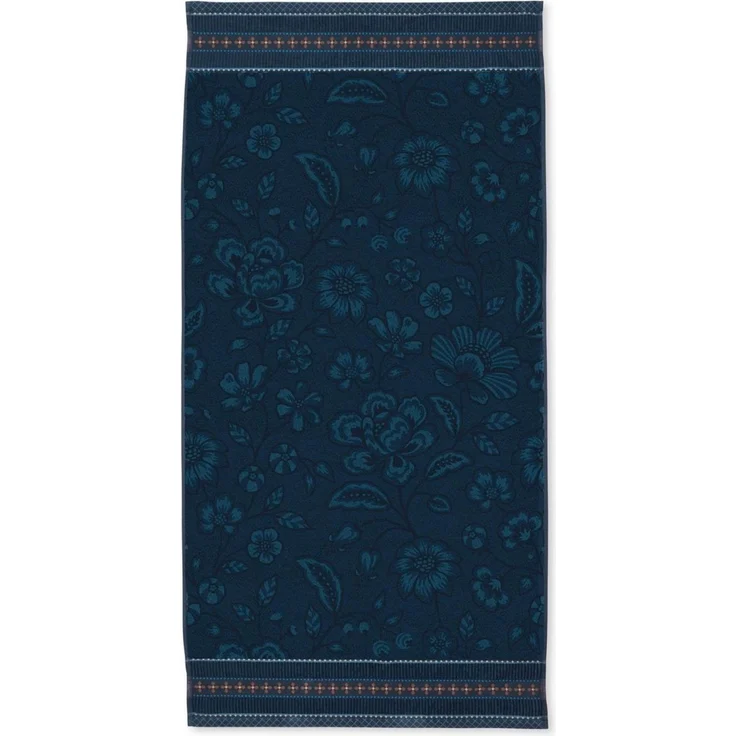 PIP Studio Duschtuch Badetuch Jasmin Dark Blue 70x140 cm Jacquard Frottee Blumen blau – Bild 1