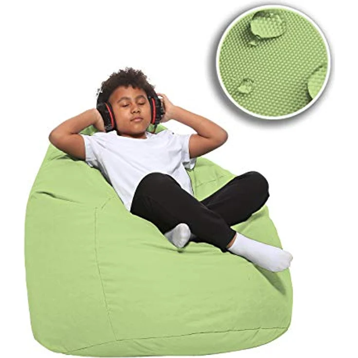 HomeIdeal - Sitzsack XXL Bodenkissen für Erwachsene & Kinder - Geeignet für Gaming oder Entspannen - Indoor wie Outdoor da er Wasserfest ist - mit EPS Perlen, Farbe:Limettengrün, Größe:XXL – Bild 8
