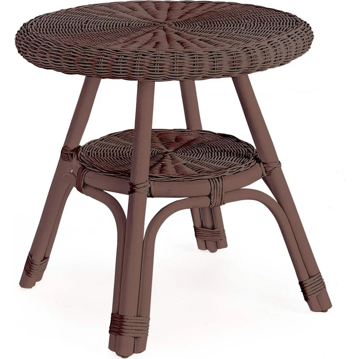 Gartenbeistelltisch Silles aus Rattan, klassisch rund, Farbe Ruby Rot, pflegeleichtes Design