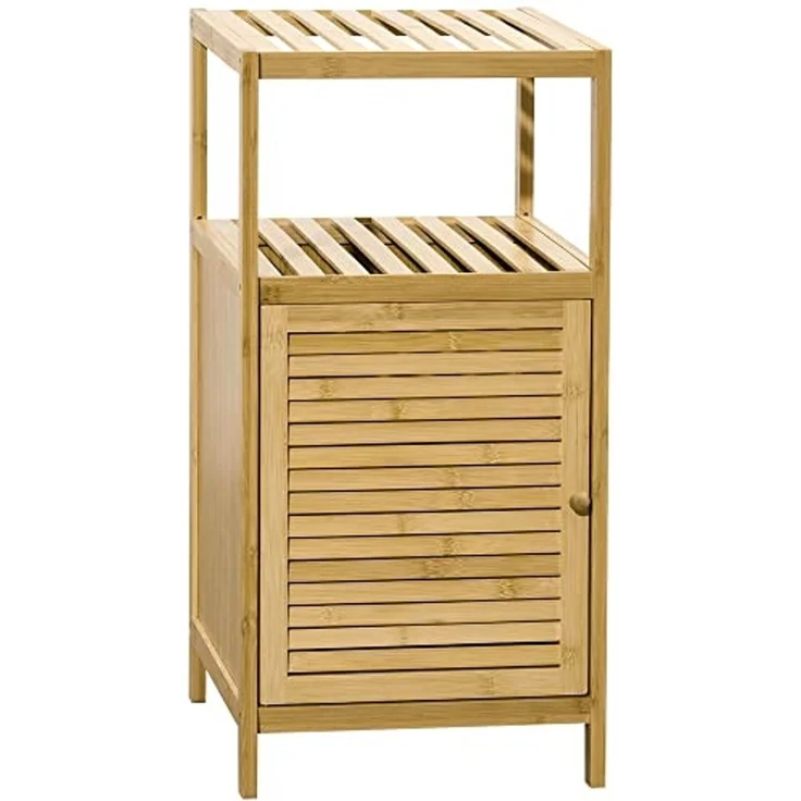 Kleankin Badregal Badezimmerschrank Badschrank mit offenem Fach, Beistellschrank, Aufbewahrungsschrank 1-tlg, Natur, 33 x 36,5 x 67 cm – Bild 1