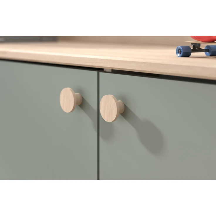 Hochbett >Jade< Liegefläche 90x200cm, Grün - Eiche Dekor - 203x136x79cm (LxBxH) – Bild 5