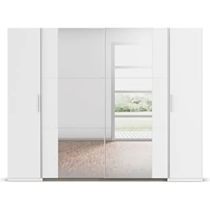 rauch Kleiderschrank, Dreh- und Schwebetürenschrank KRONACH, 4-türig, 2 Spiegeltüren teilaufgelegt, Alpinweiß, 268 x 210 x 59 cm – Bild 9