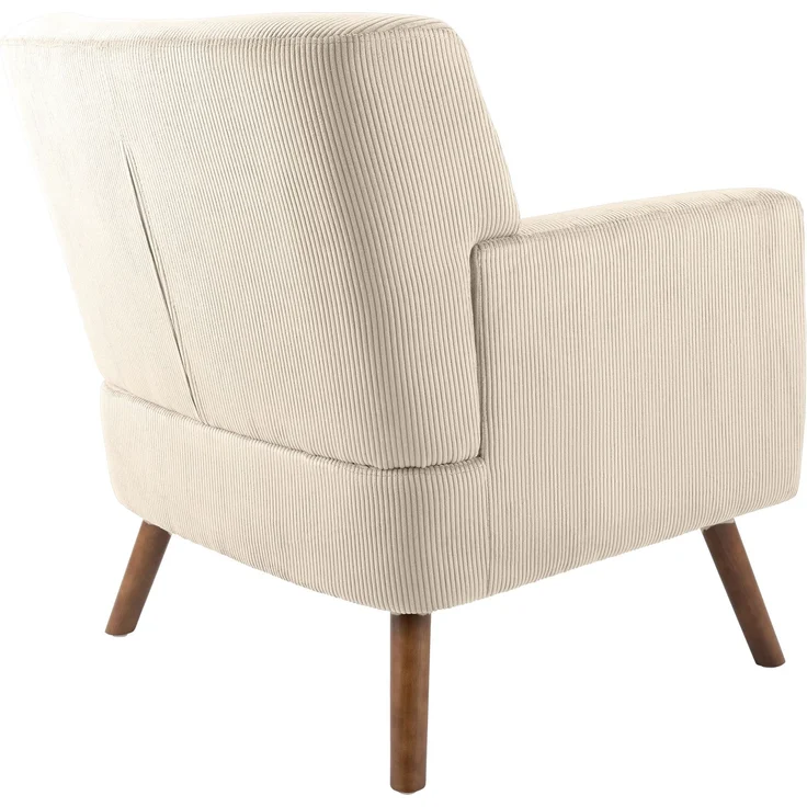 CLP Sessel Kioni mit Cordbezug und Gestell aus Kautschukholz bis 150 kg belastbar,creme – Bild 6