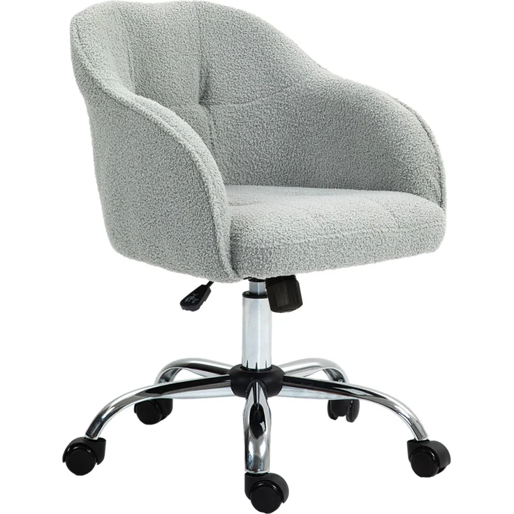 MELAYR, Homeoffice Stuhl, Ergonomisch Schreibtischstuhl mit Wippfunktion, Teddysamtoptik 56 x 61 x 86 cm Grau – Bild 2