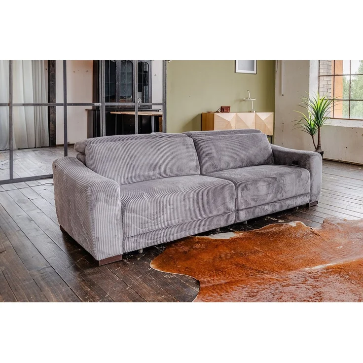 KAWOLA Sofa KIANA Cordsofa mit Sitzvorzug – Kopfstütze verstellbar, Bequemes Relaxsofa – Cord Bezug – elektrisch verstellbar, extra tief – Bild 5