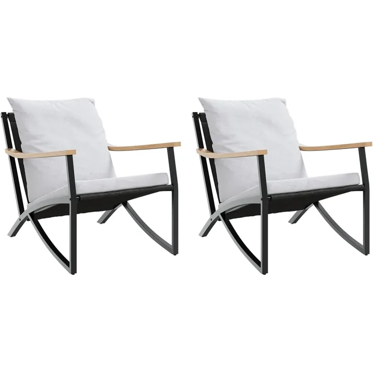 vidaXL Gartenstühle mit Kissen 2 Stk. Schwarz Stahl 4009304