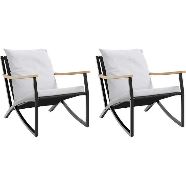 vidaXL Gartenstühle mit Kissen 2 Stk. Schwarz Stahl 4009304 – Bild 1