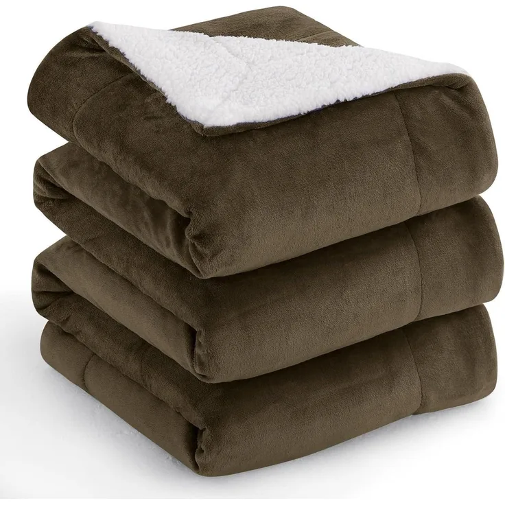 Kuscheldecke Sherpa Fleece Couchdecke Sofadecke XXL 220 x 240 cm Braun