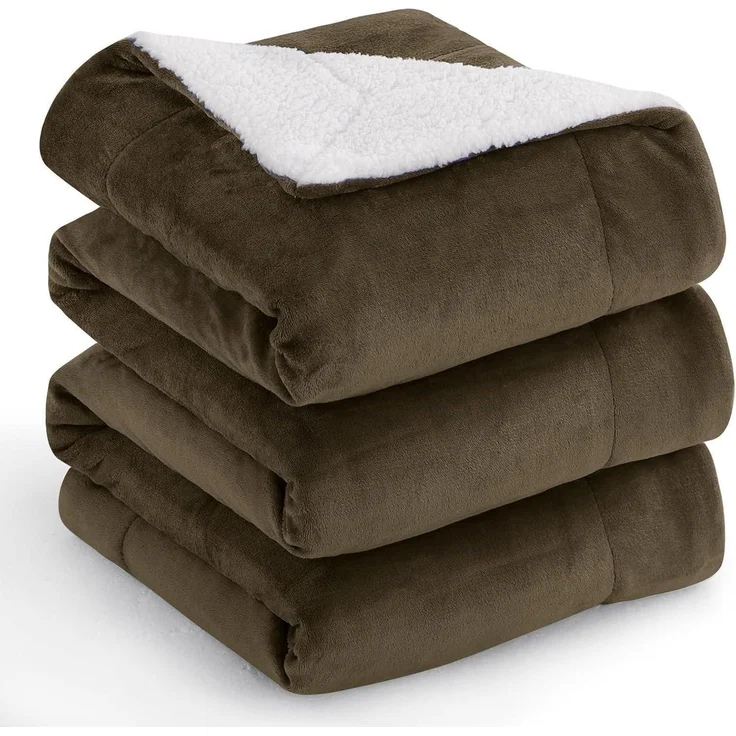 Kuscheldecke Sherpa Fleece Couchdecke Sofadecke XXL 220 x 240 cm Braun – Bild 1