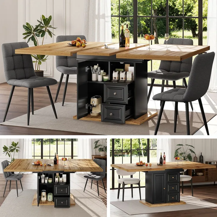 Esstisch Ausziehbar 110(140) x 80 x 75 cm Holztisch für Küche & Esszimmer - 6 Personen Esstisch - Maße Für Terrasse und Garten