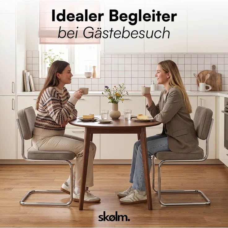 skølm 'Thund' Esszimmerstühle 2er Set, macchiato, Polsterstuhl aus Cord mit verchromten Metallgestell, Schwingstuhl bis 120 kg belastbar – Bild 10