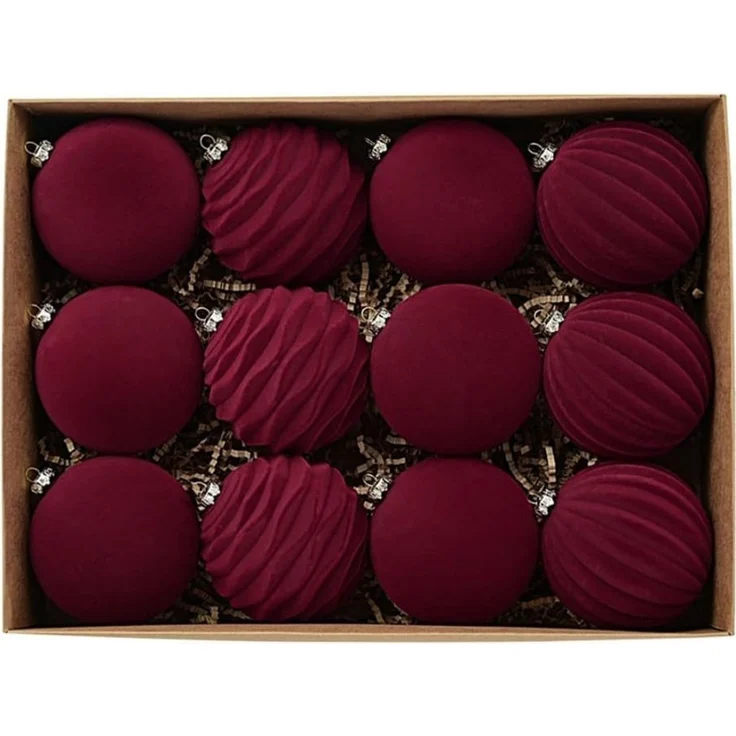 Bomiclss Weihnachtsbaumkugel Weihnachtskugeln, 12 Stücke Weihnachtskugeln Samt Set (12 St), Christbaumkugeln Set, Weihnachtsdeko Innen Aussen – Bild 1