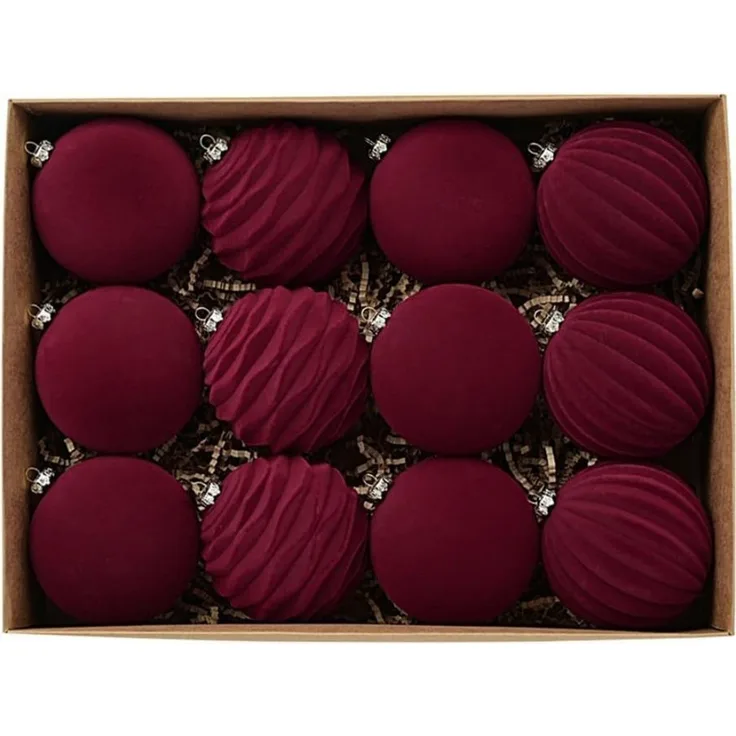 Bomiclss Weihnachtsbaumkugel Weihnachtskugeln, 12 Stücke Weihnachtskugeln Samt Set (12 St), Christbaumkugeln Set, Weihnachtsdeko Innen Aussen