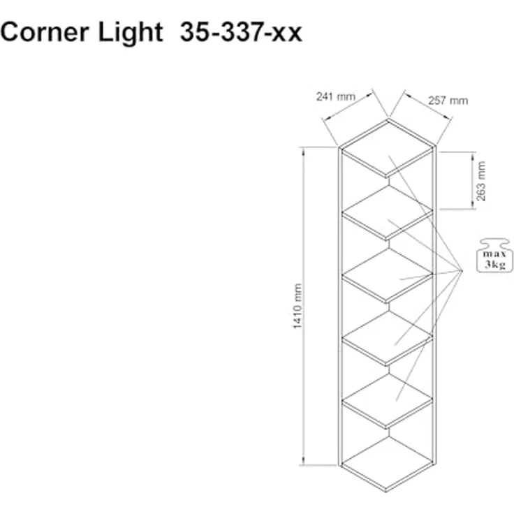 CORNER Light Eckregal in Beton Optik - Platzsparendes Standregal mit 5 offenen Fächern für Wohnzimmer, Jugendzimmer oder Flur - 24 x 142 x 26 cm (B/H/T) – Bild 3