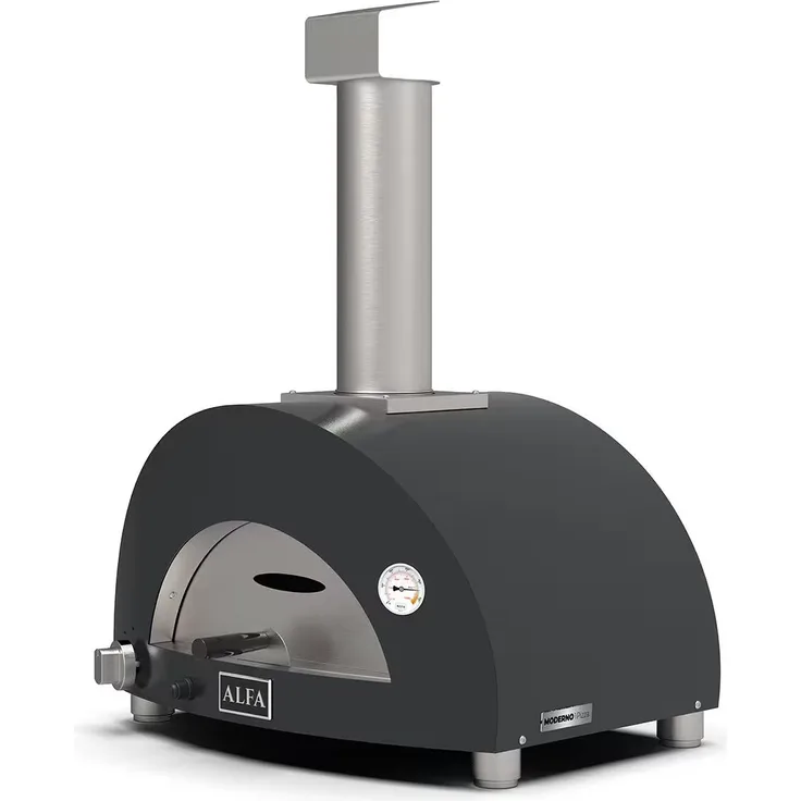 Alfa Forni Moderno Gas-Pizzaofen für 1 Pizza, Schiefergrau, Erdgasbetrieb, kompakter Outdoor-Pizzaofen