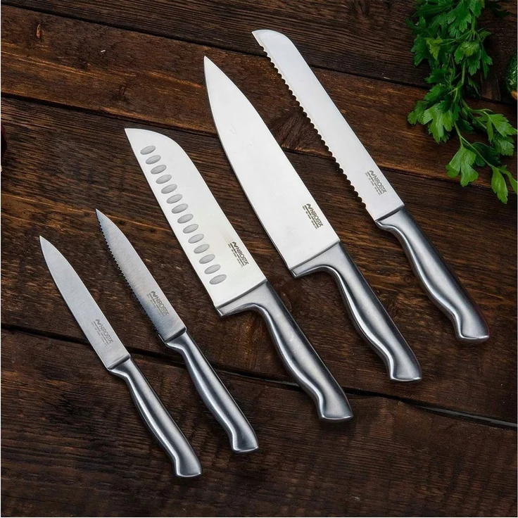 Nirosta Messer-Set Santukomesser, Universalmesser, Kochmesser, Küchenmesser gezahnt – Bild 2