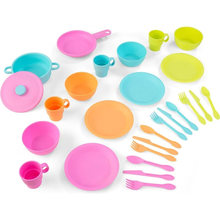 KidKraft 63319 KidKraft-27-teiliges buntes Küchenset 27-teiliges Küchen-Spielset, Koch-und Essgeschirr sowie Zubehörset für die Kinderspielküche – Bild 1